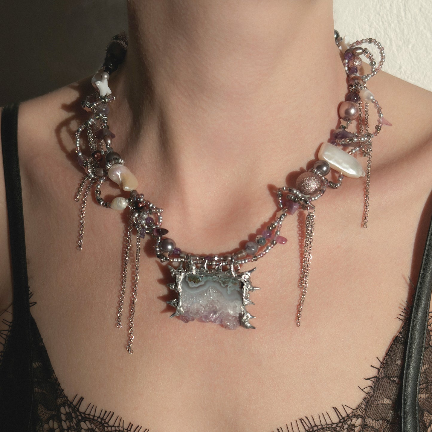 SPIKY AMETHYST NECKLACE