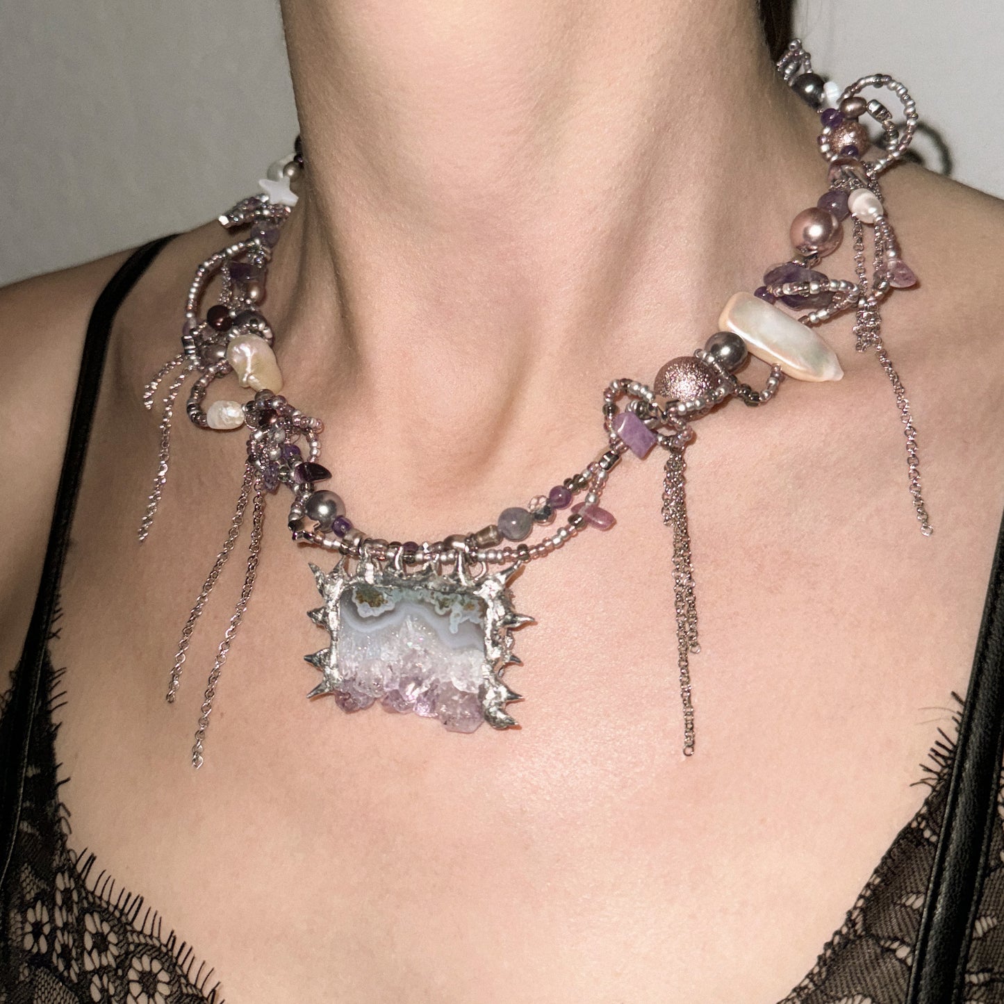 SPIKY AMETHYST NECKLACE